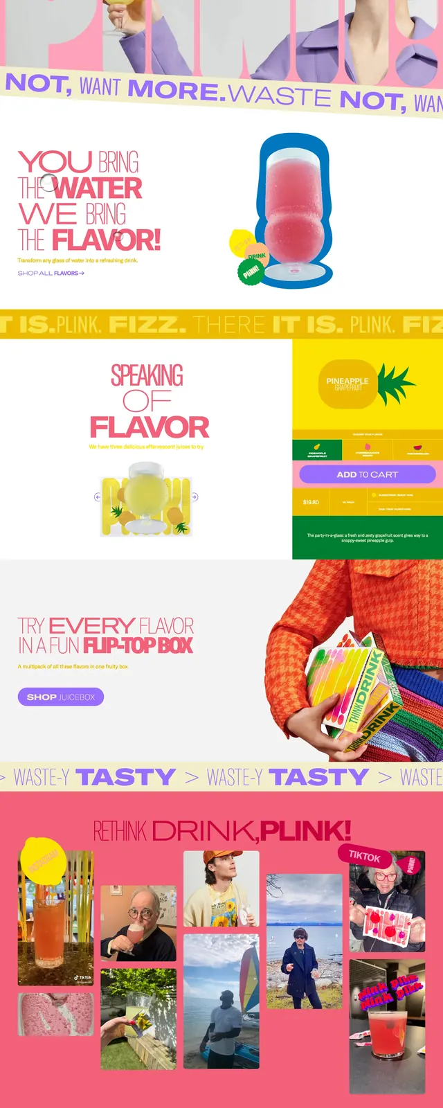 Playful Drinkplink landing page, playful, y2k, pastel