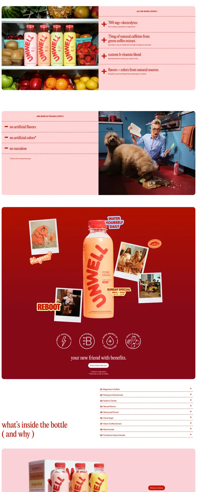 Unwell Hydration Landing Page, maximalist, retro, vibrant
