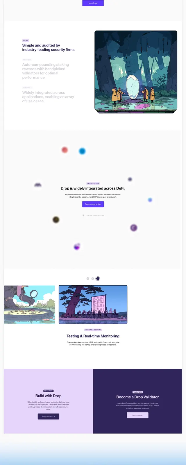 Drop illustrated DeFi hero, illustrated, dark-mode, dark