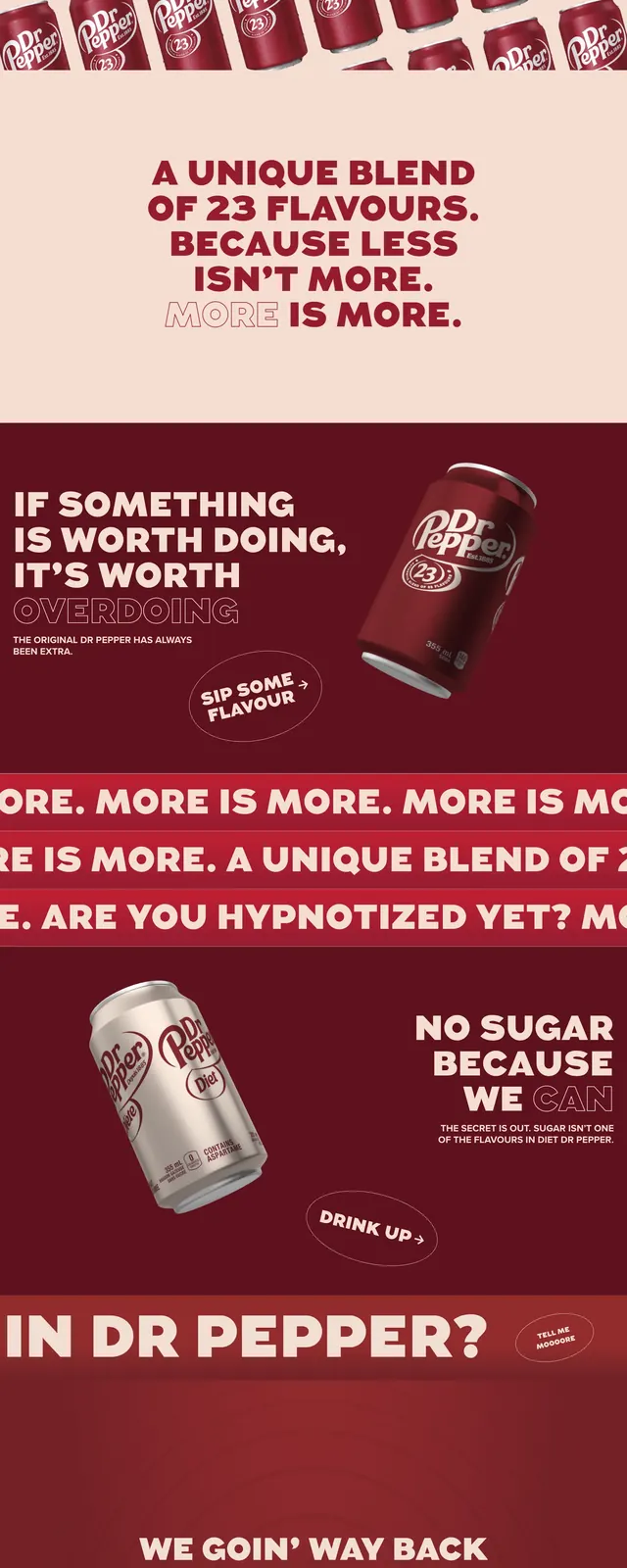 Dr Pepper Bold Campaign Page, maximalist, retro, dark