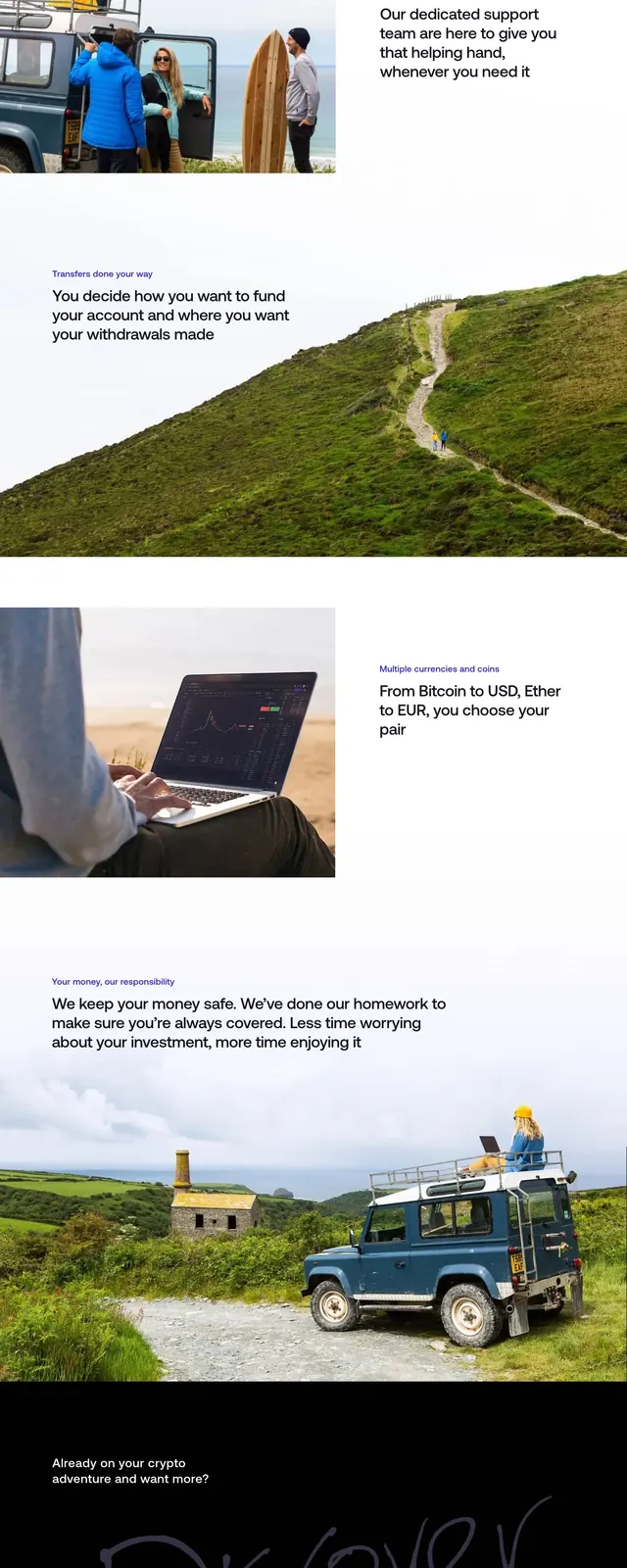 DSX crypto landing page, minimal, corporate-clean, light
