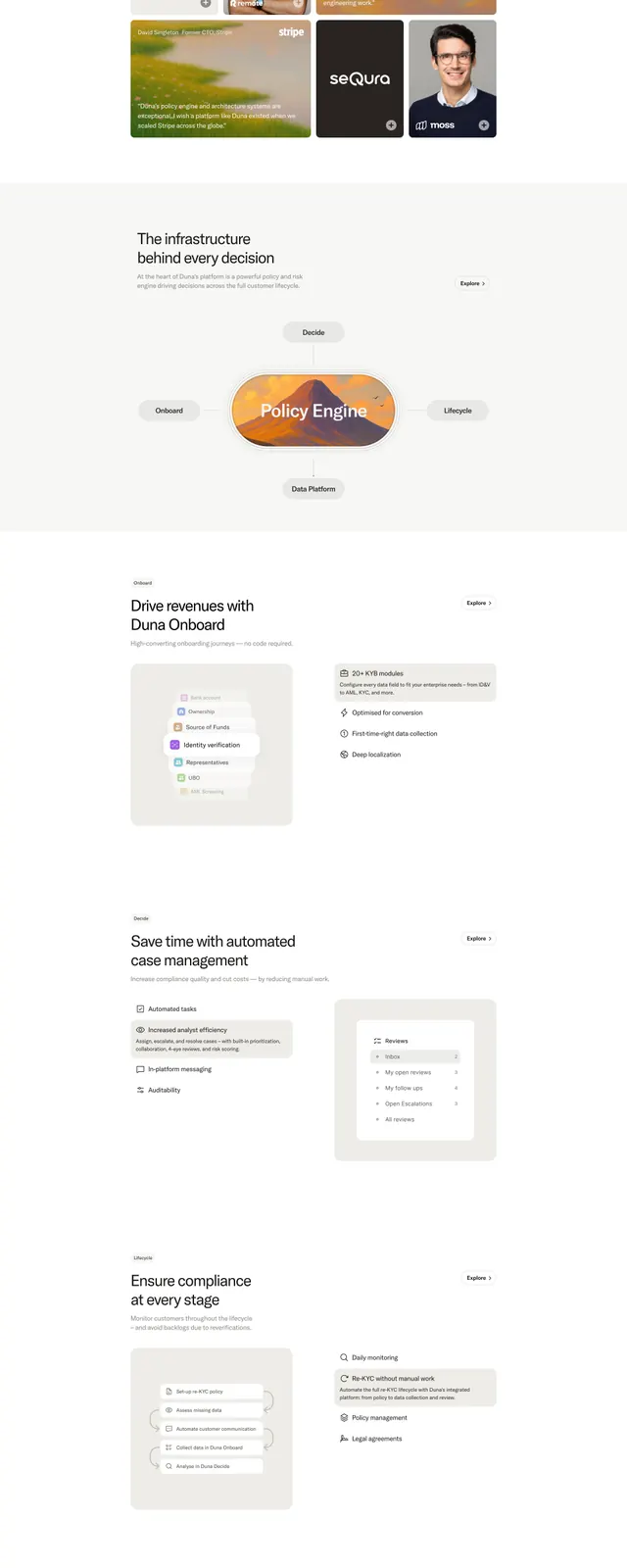 Duna Compliance Landing Page, corporate-clean, organic, light
