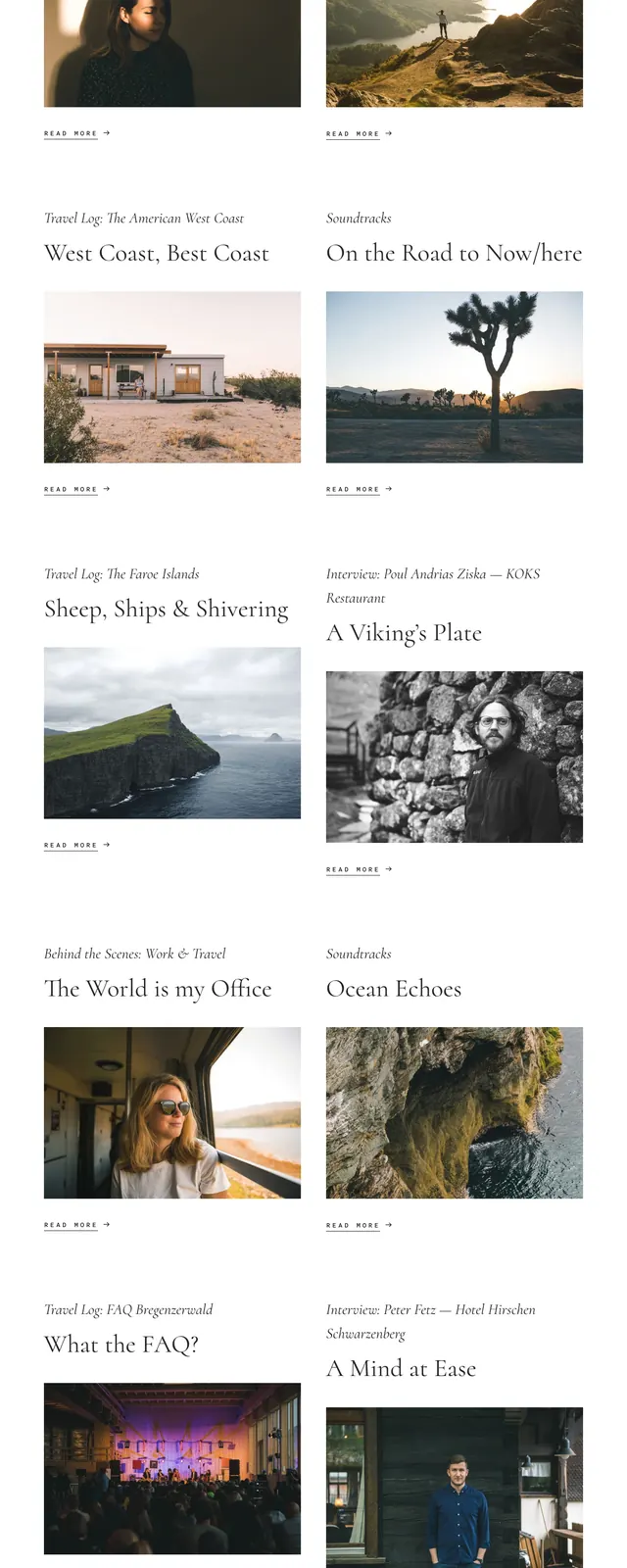Echoes Mag editorial travel hero, editorial, minimal, light