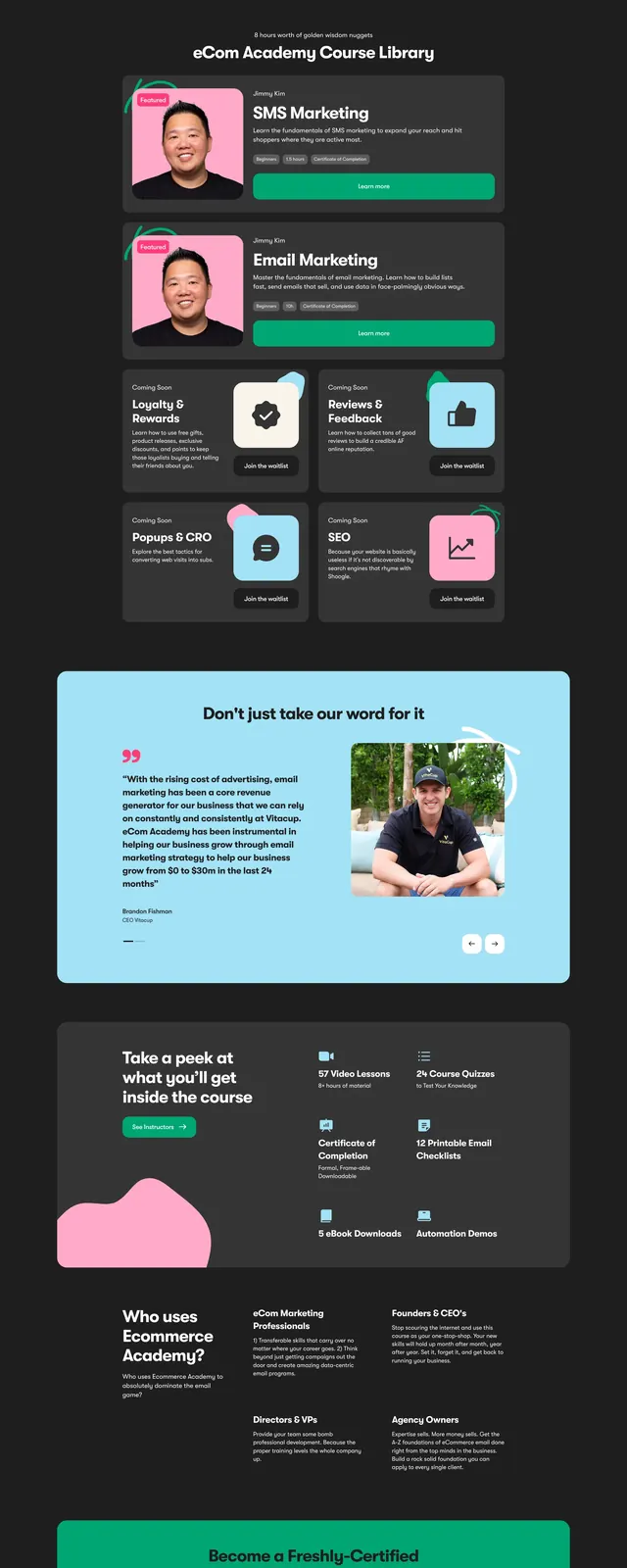 Ecommerce Academy Hero, dark-mode, boxed, dark