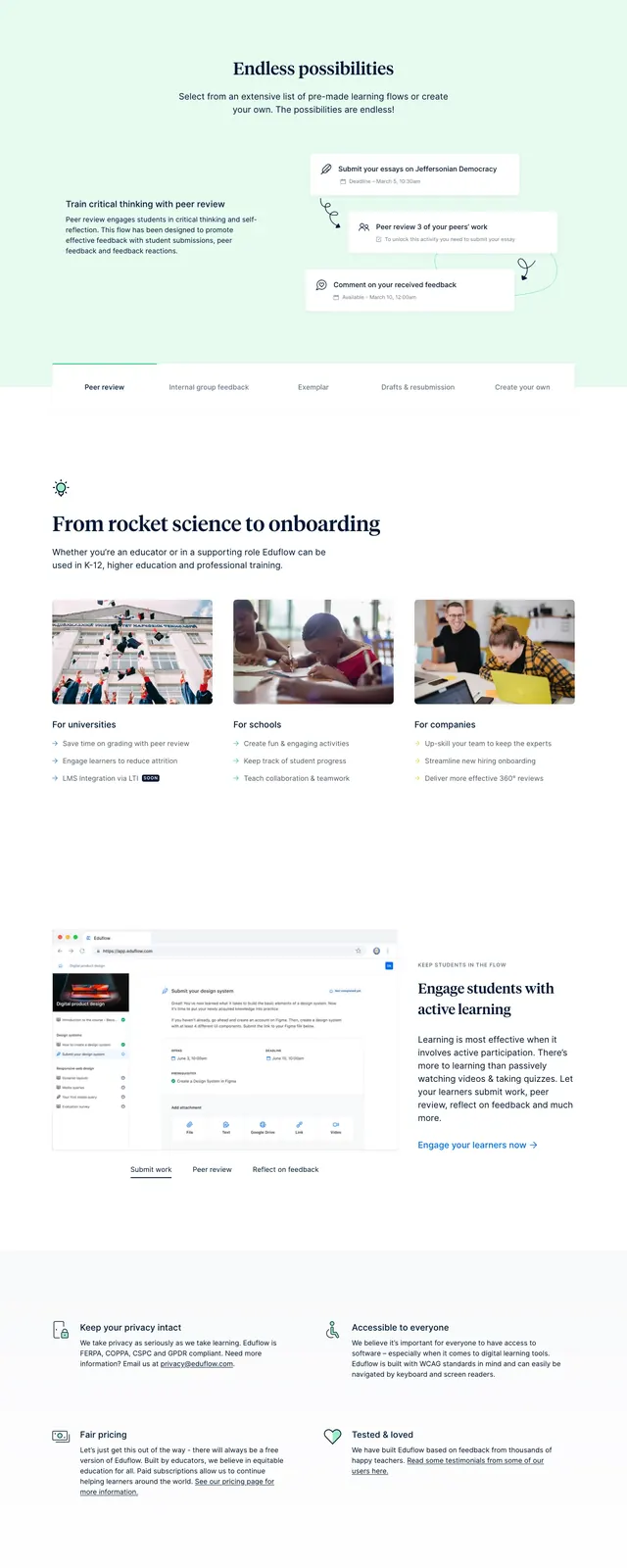 Eduflow Learning Landing Page, editorial, corporate-clean, dark
