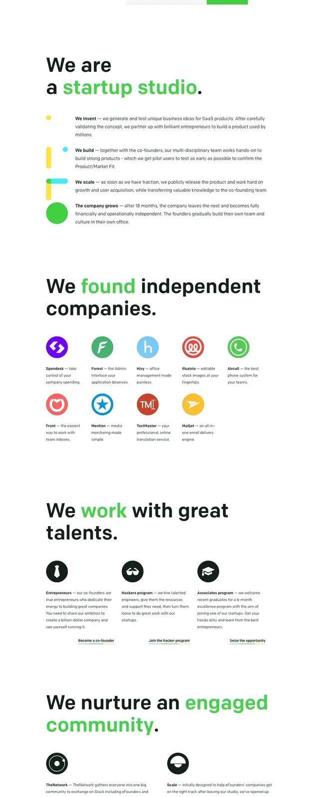 Efounders Clean Studio Landing Page, minimal, swiss, light