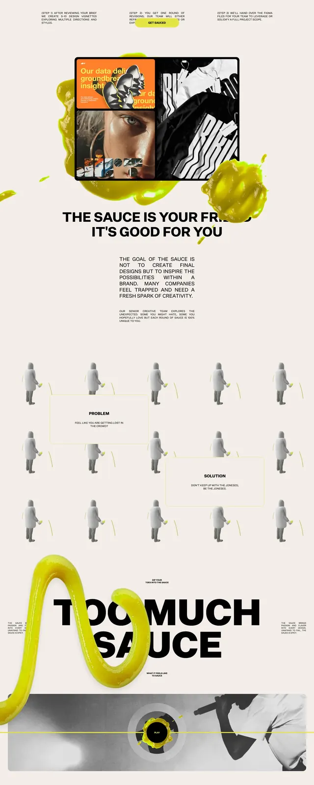 Sauce creative sprint landing page, editorial, playful, light