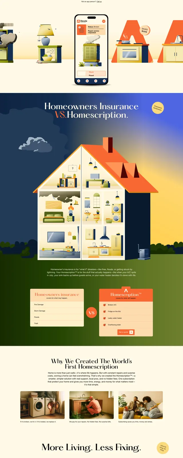 Illustrated Home Maintenance Landing Page, illustrated, editorial, warm