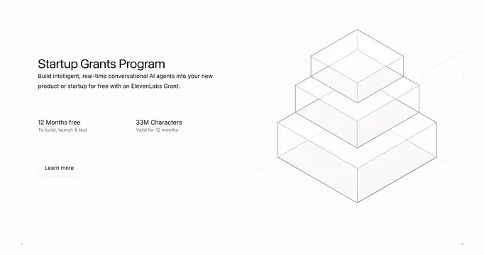 ElevenLabs startup grants program feature, minimal, light-mode, light