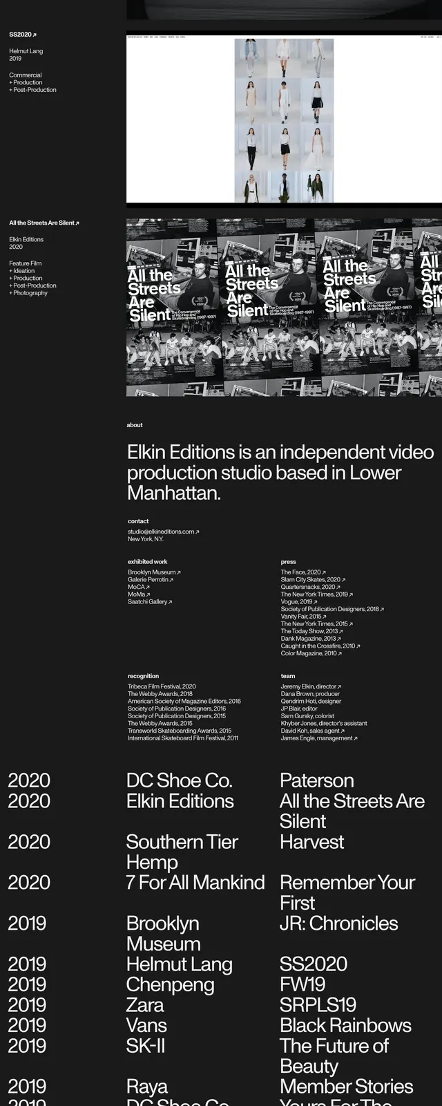 Elkin Editions editorial portfolio, editorial, monochrome, dark