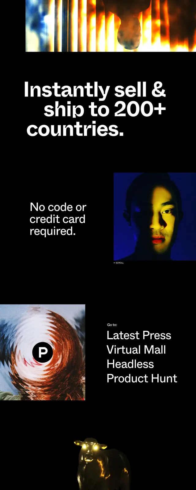 Elliot dark editorial landing page, dark-mode, editorial, dark