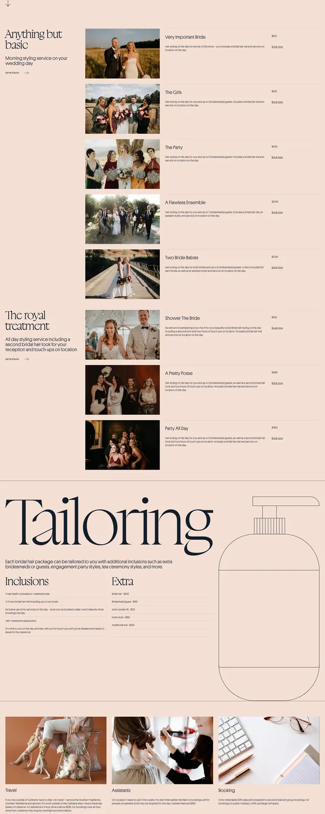 Emi Styles editorial salon landing page, editorial, luxury, light