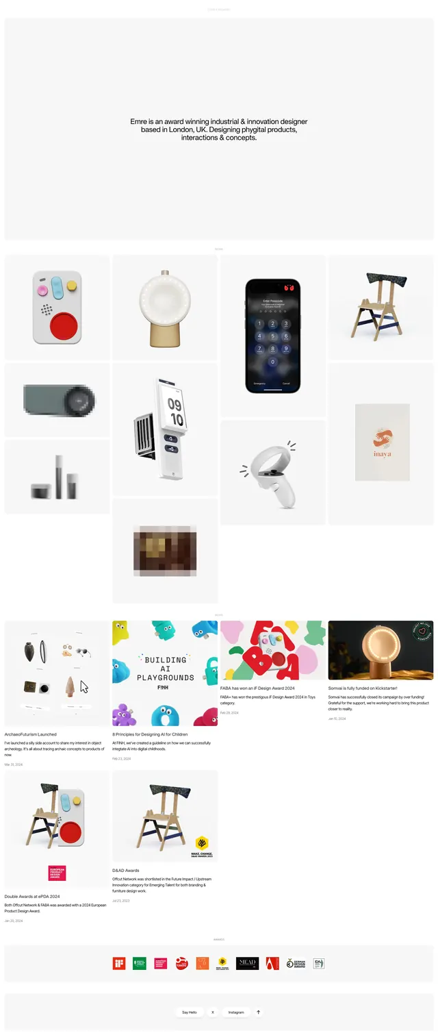 Emre Kayganaci portfolio collage, minimal, editorial, light