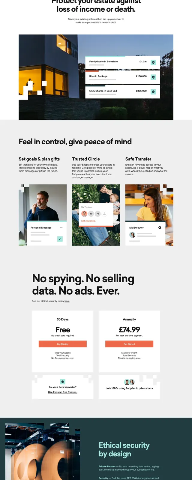 Endplan Landing Page, editorial, photographic, dark