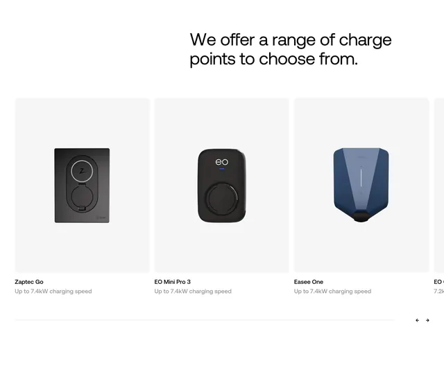 Energy Park charge points product carousel, minimal, light-mode, light