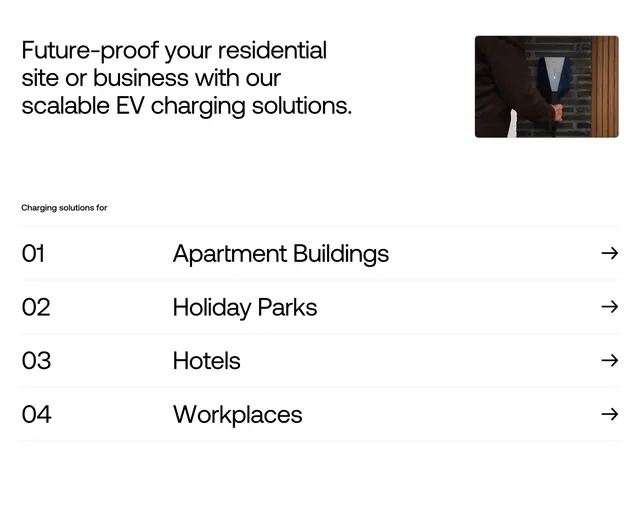Energy Park numbered charging solutions list, minimal, light-mode, light