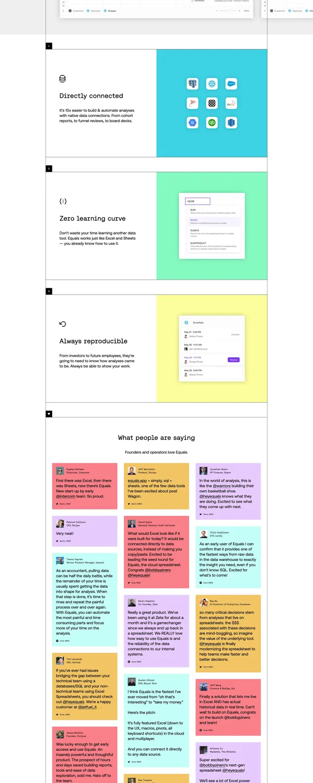 Equals App Landing Page, editorial, playful, pastel