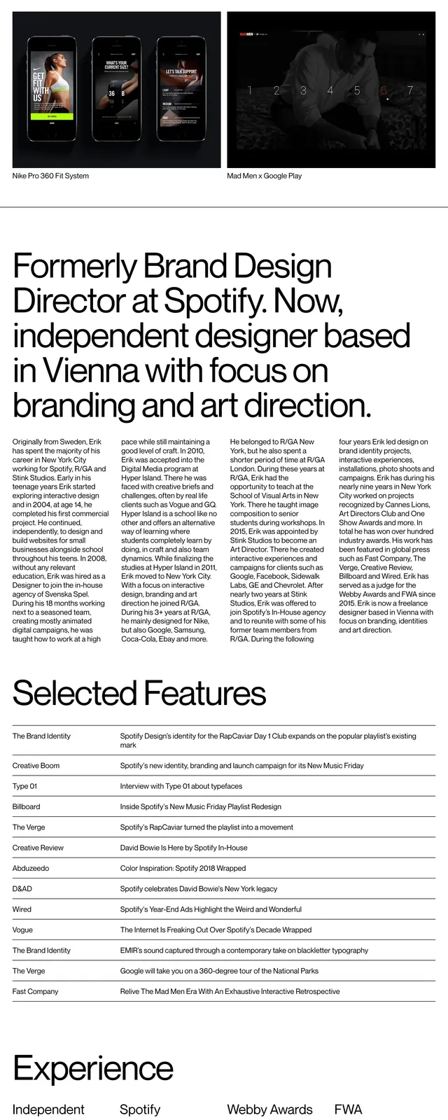 Editorial portfolio profile, editorial, minimal, light