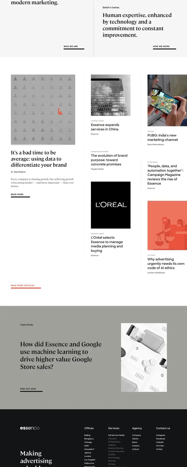 Essenceglobal Editorial Agency, editorial, minimal, light