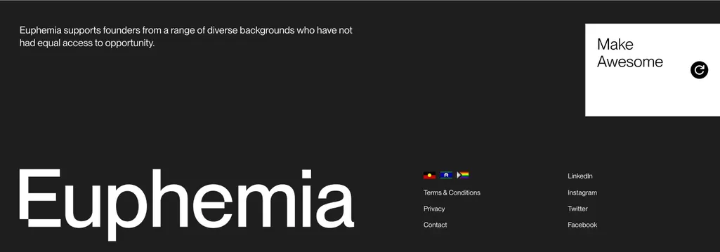 Euphemia dark minimal footer, dark-mode, minimal, dark