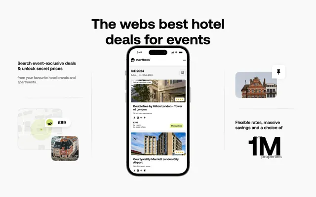 Eventbeds hotel deals feature, minimal, light-mode, light