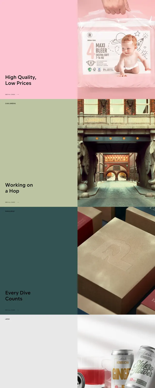 Everland editorial agency landing page, editorial, minimal, high-contrast