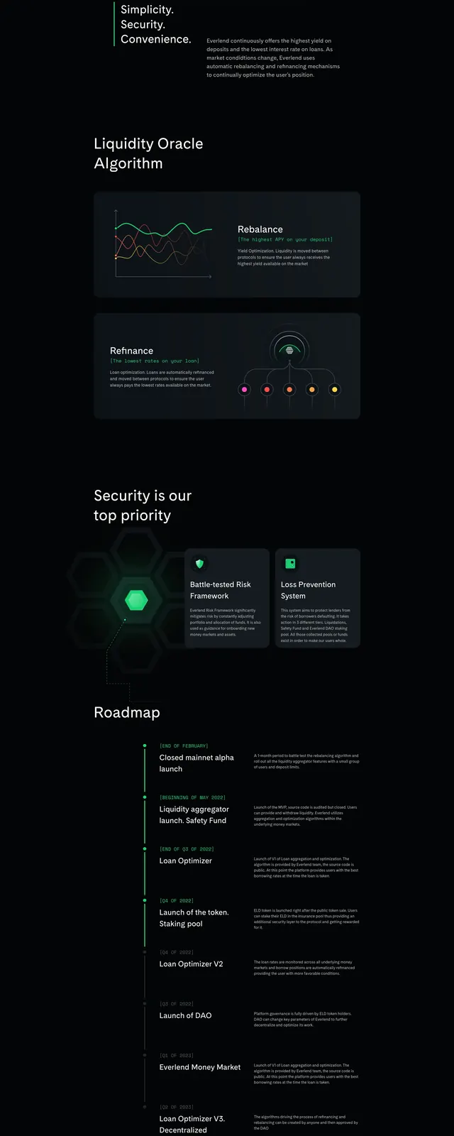 Everlend dark crypto landing page, dark-mode, 3d-render, dark