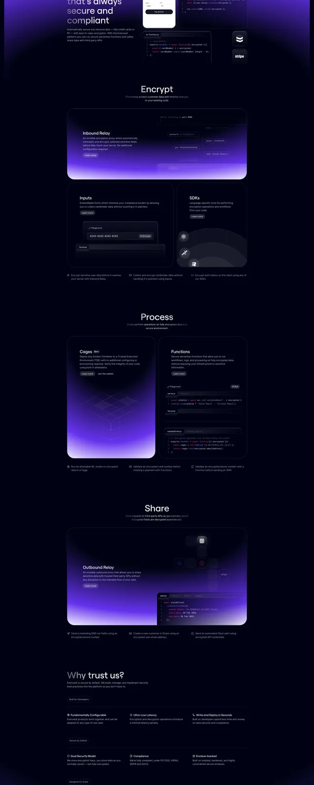Evervault dark gradient hero, dark-mode, gradient-heavy, dark