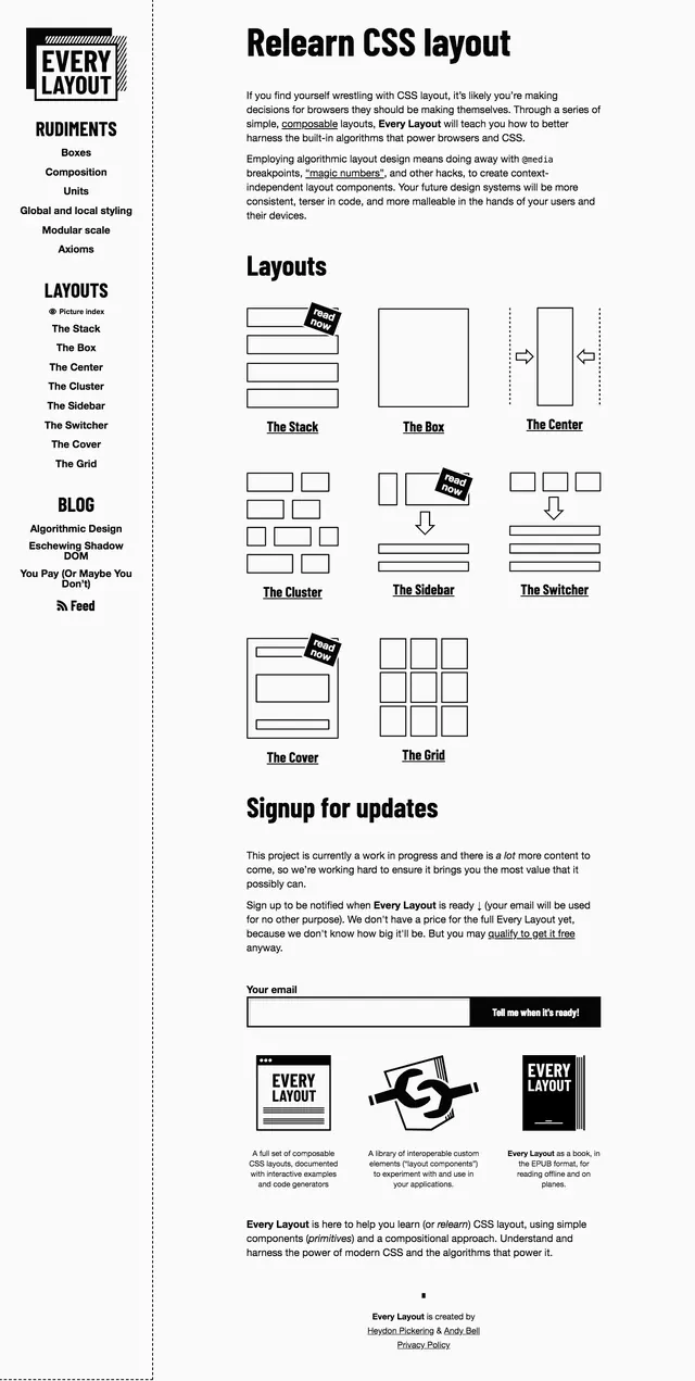 Every Layout editorial docs page, editorial, technical, light