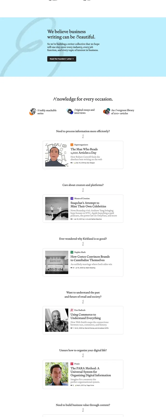 Every editorial subscription landing page, editorial, minimal, light