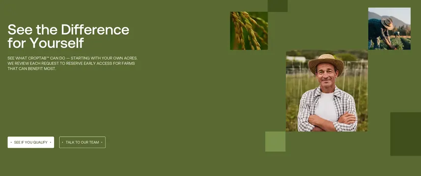 Farm Minerals early access qualifying CTA, minimal, corporate-clean, dark