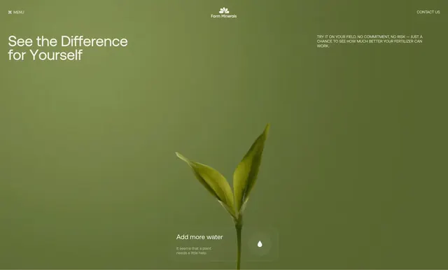 Farm Minerals growth visual hero, minimal, organic, dark