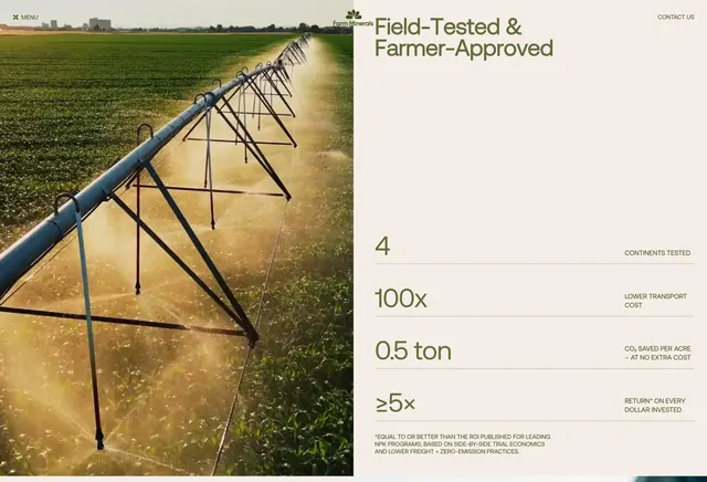 Farm Minerals field-tested impact stats, minimal, editorial, light