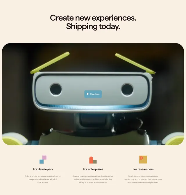Fauna Robotics audience segment cards, minimal, light-mode, light