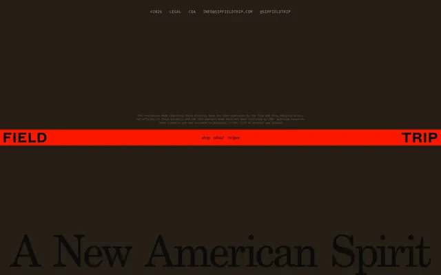Field Trip company info footer, minimal, dark-mode, dark