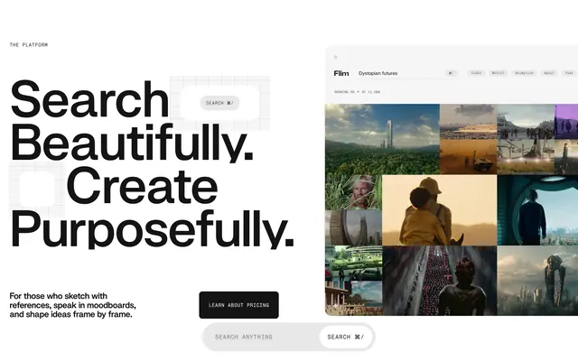 Flim search functionality split presentation, minimal, light-mode, light