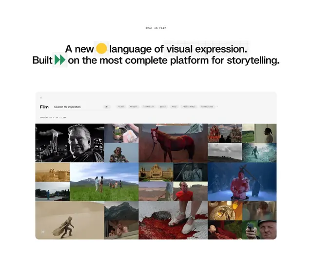 Flim visual library product showcase, minimal, light-mode, light