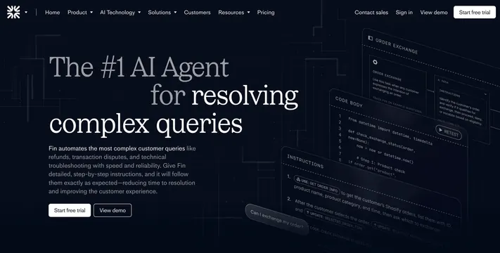 Fin Tasks complex-query hero, dark-mode, minimal, dark