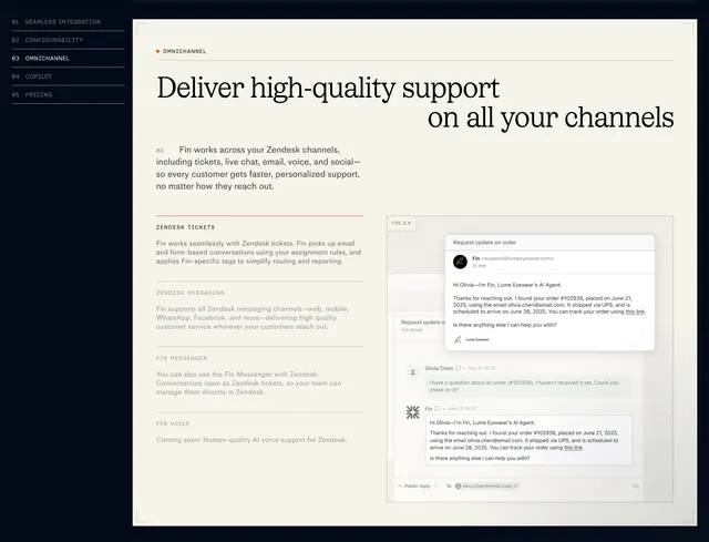 Fin Zendesk omnichannel chapter, minimal, light-mode, light