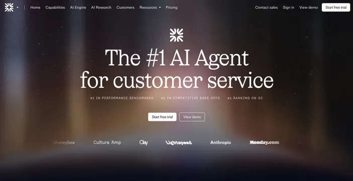 Fin dark serif AI hero with aurora glow, dark-mode, gradient-heavy, dark