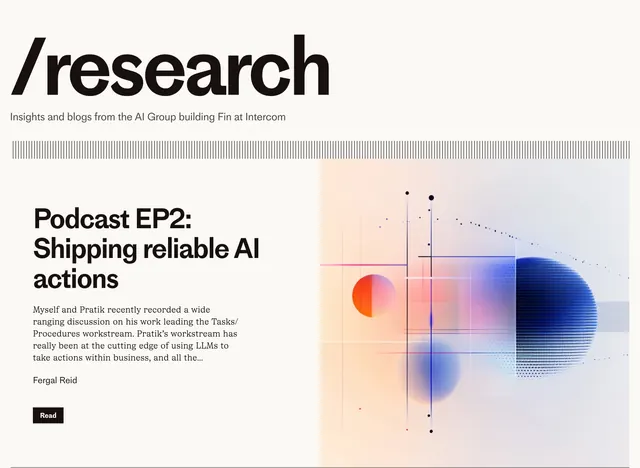 Fin AI research blog header, minimal, light-mode, light