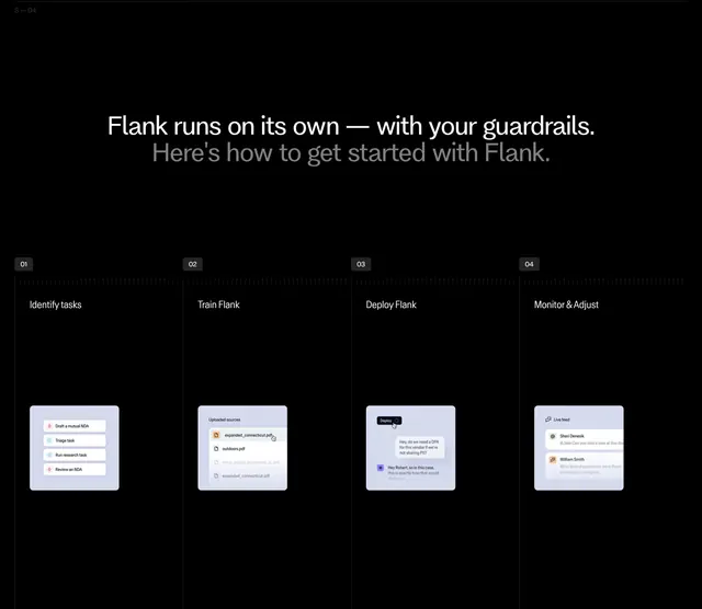 Flank four-step dark onboarding process, dark-mode, minimal, dark
