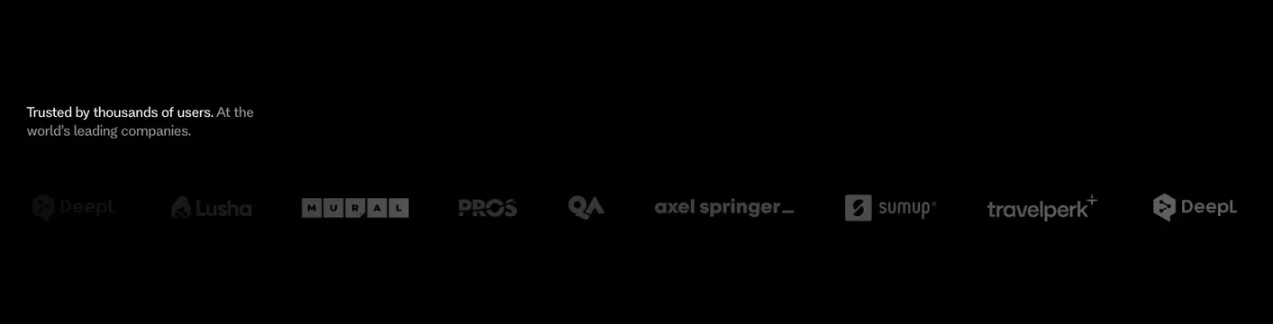 Flank dark logo strip with two-tone caption, dark-mode, minimal, dark