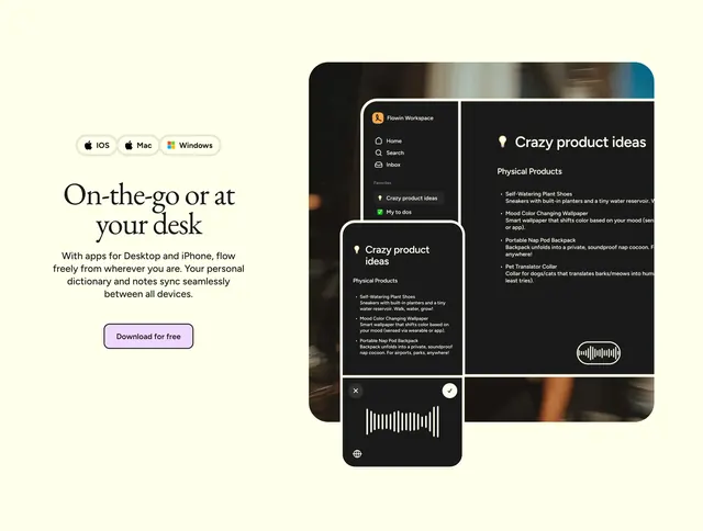 Flow cross-platform availability feature section, minimal, light-mode, light