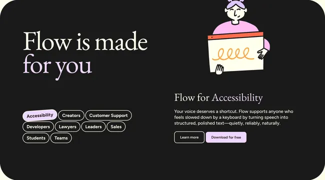 Flow audience persona feature selector, minimal, dark-mode, dark