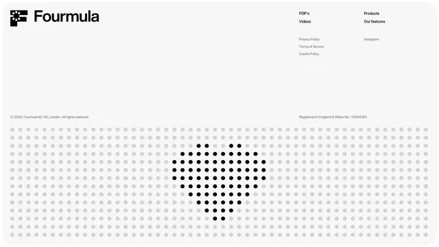 Fourmula company info footer, minimal, light-mode, light
