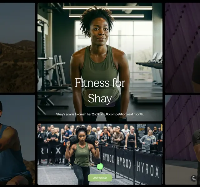 Future Shay HYROX coaching bento (dark), dark-mode, minimal, dark