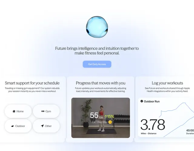 Future fitness intelligence feature trio, minimal, light-mode, light