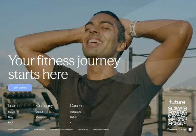 Future navigation footer, minimal, dark-mode, dark