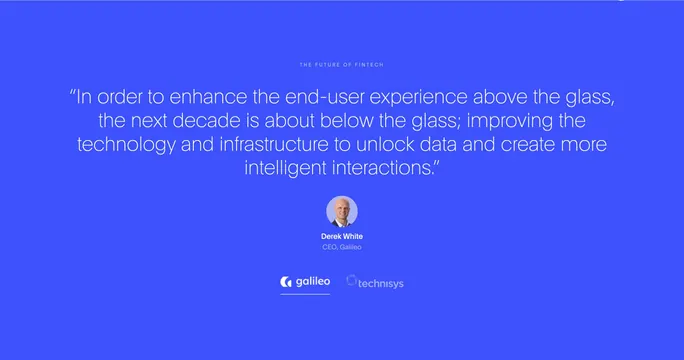 Galileo CEO quote testimonial band, corporate-clean, minimal, vibrant